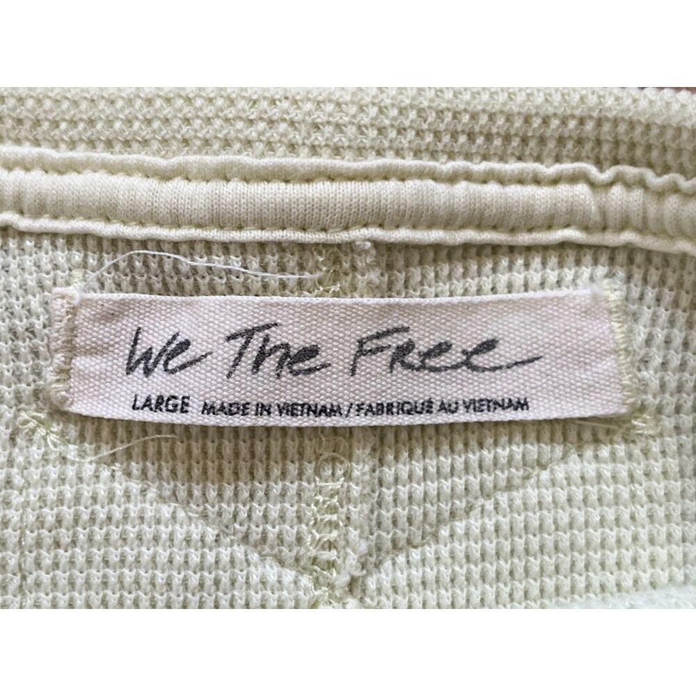 We The Free  Free People Yellow Long Sleeve Cuff Shirt Top  Women's Size Large - Picture 4 of 11